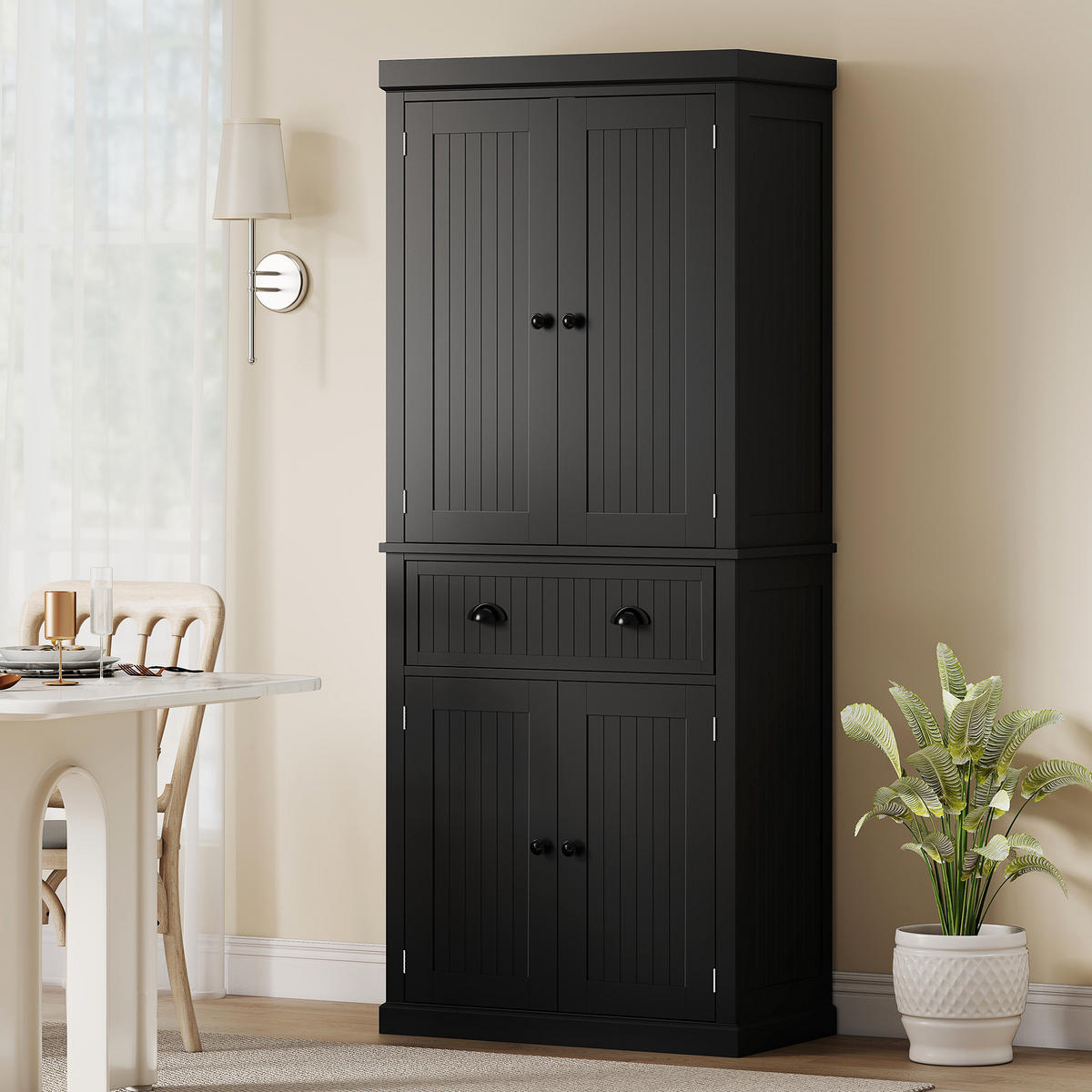 HIGHBOARD DE-11318 4 Türen Schwarz - Schwarz, Holzwerkstoff (40.2/183/76.2cm) - ComfortXL