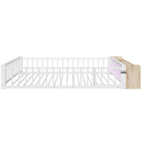 KINDERBETT mit LED und Geländer Weiß 140x200 cm Metall - Weiß, Metall (140/200cm) - SONNENH