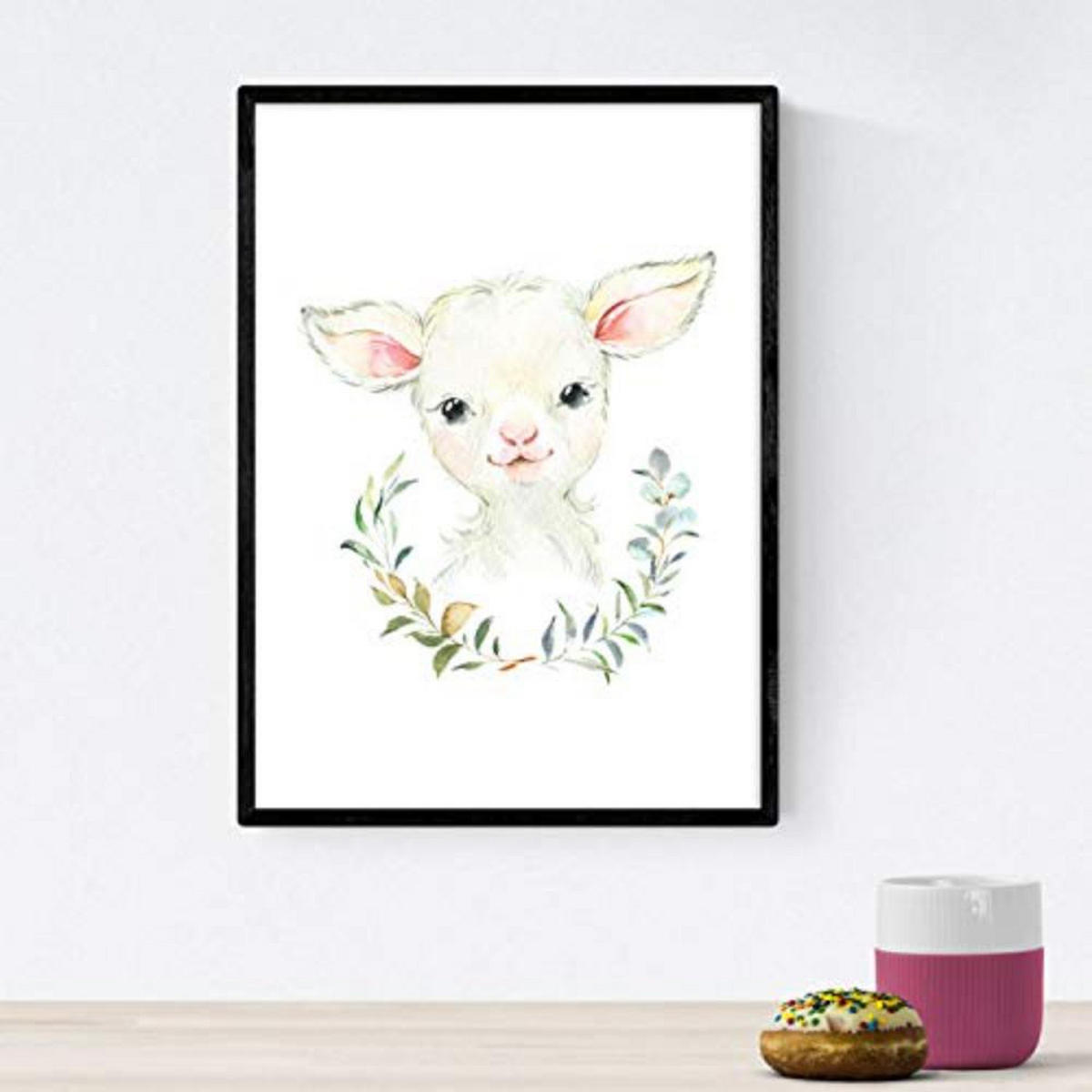 POSTER Set mit 4 Girafa Ziege Nilpferd und Löwe A4 Rahmenlos - Klar, Papier (29.7/3cm) - Nacnic