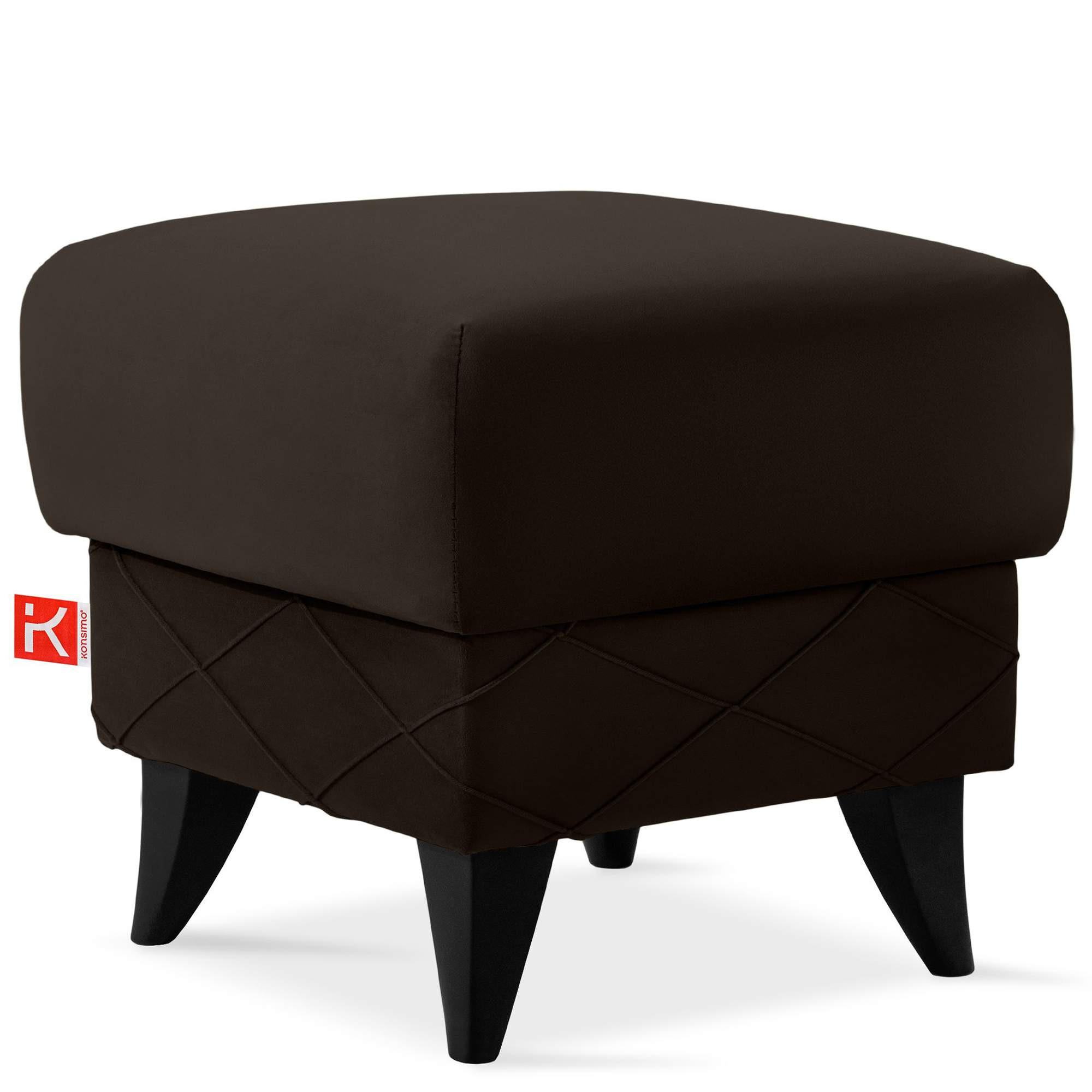 HOCKER GUSTAVO III Fußstütze, Velours, Braun - Braun, Holz/Holzwerkstoff (53/49/53cm) - KONSIMO®