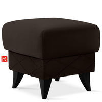 HOCKER GUSTAVO III Fußstütze, Velours, Braun - Braun, Holz/Holzwerkstoff (53/49/53cm) - KONSIMO®