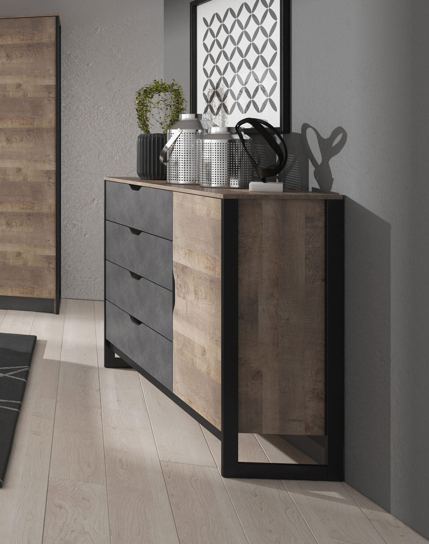 SIDEBOARD Arden Sand Grange Eiche - matera 138 cm / 39 cm / 99 cm - Braun, Holz/Holzwerkstoff (138/99/39cm) - Feldmann-Wohnen