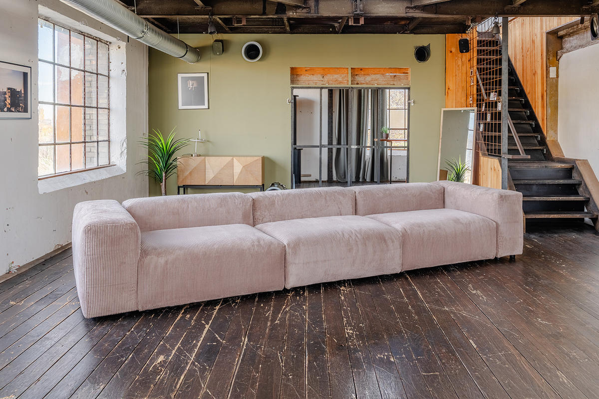 MODULSOFA MIA Taupe Cord - Taupe/Schwarz, Kunststoff/Textil (418/72/120cm) - KAWOLA