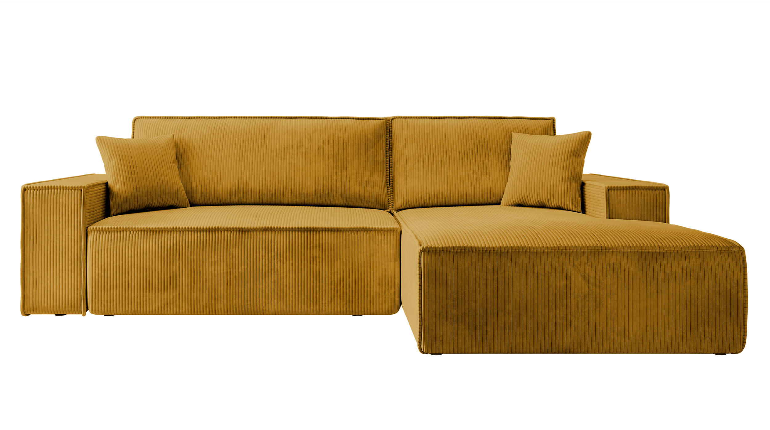 ECKSOFA Farese Senfgelb Cordbezug - Messingfarben/Schwarz, Kunststoff/Textil (267/167cm) - Selsey