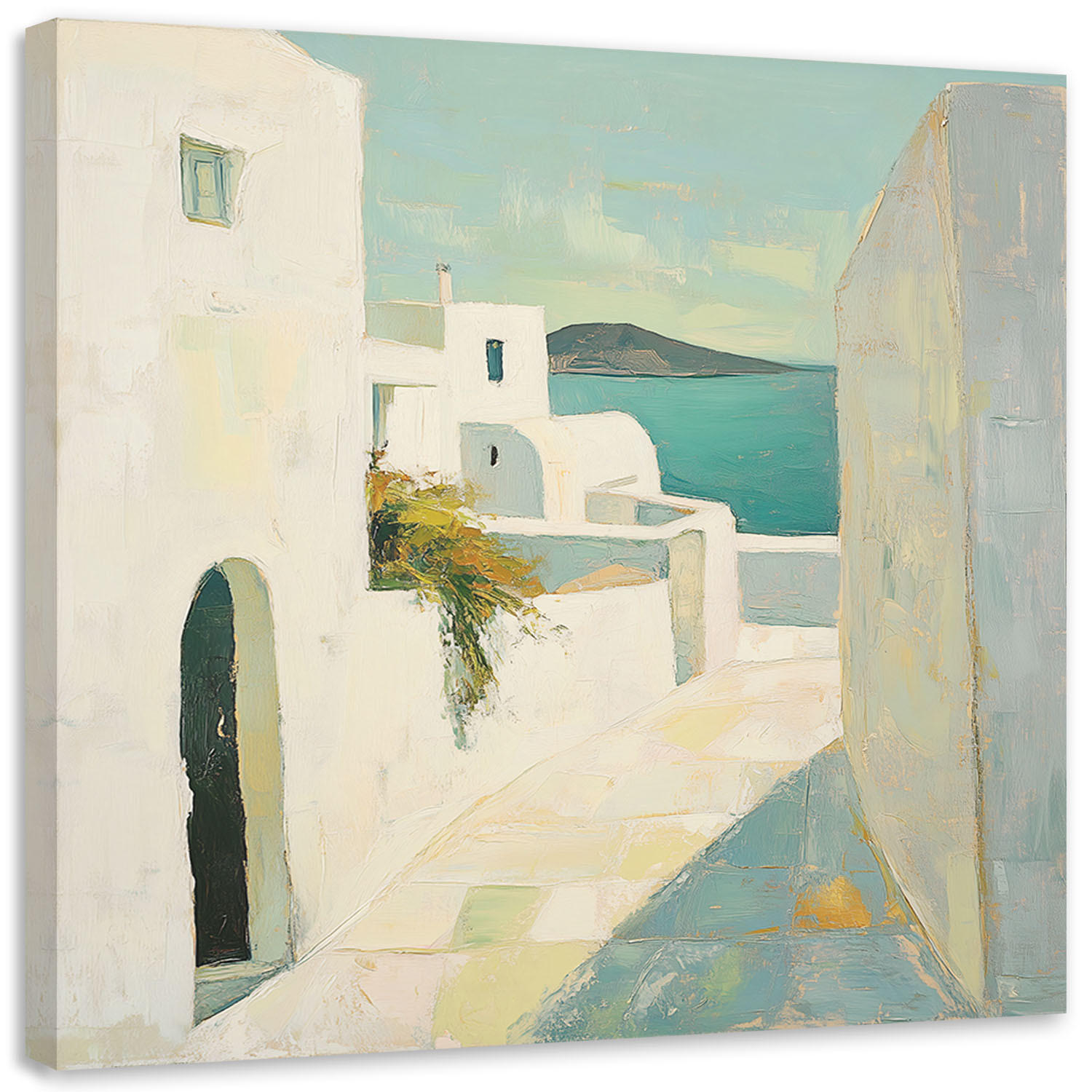 LEINWANDBILD Pastellfarbene Gebäude, Stadtabstraktion 50x50cm - Grau, Textil (50/50cm) - Feeby