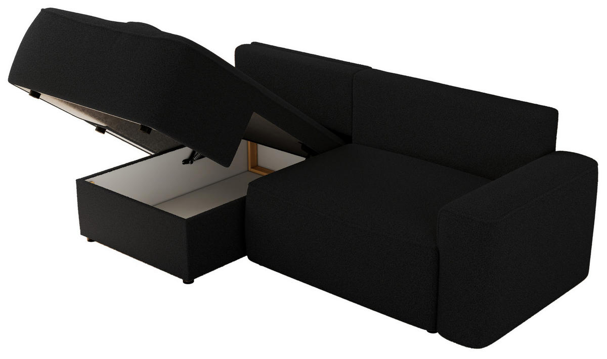 ECKSOFA BELLUNO L Schwarz Boucle - Links - Schwarz, Textil (144/233cm) - MKS
