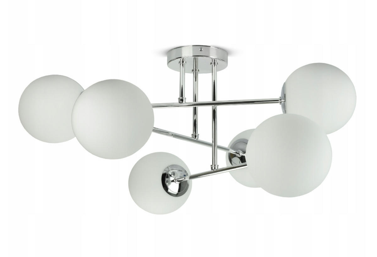 DECKENLEUCHTE SILBER - Weiß Hochglanz/Silberfarben, Glas/Metall (66/66/30cm) - kiki design