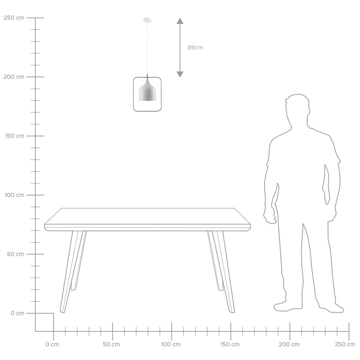 HÄNGELEUCHTE Mavone 15/24/121 cm - Weiß, Metall (15/24/121cm) - Beliani