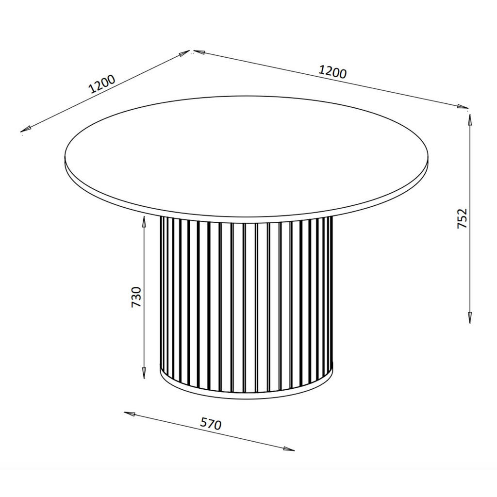 Thumbnail - Selsey Esstisch, Taupe, Holzwerkstoff, 4-Sitzer, Rund,Rund, 120x75.2x120 cm, Esszimmer, Tische, Esstische