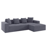ECKSOFA Cord mit tiefer Sitzfläche, modularer Liege 261/146/65 cm Grau - Grau, Textil (146/261cm) - Redom