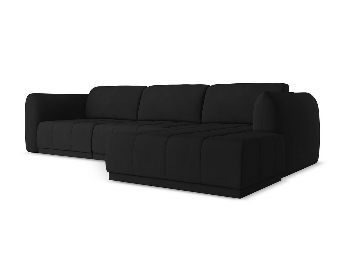 ECKSOFA Rechts Chenille Stoff Schwarz - Schwarz, Kunststoff/Textil (290/170cm) - Makamii