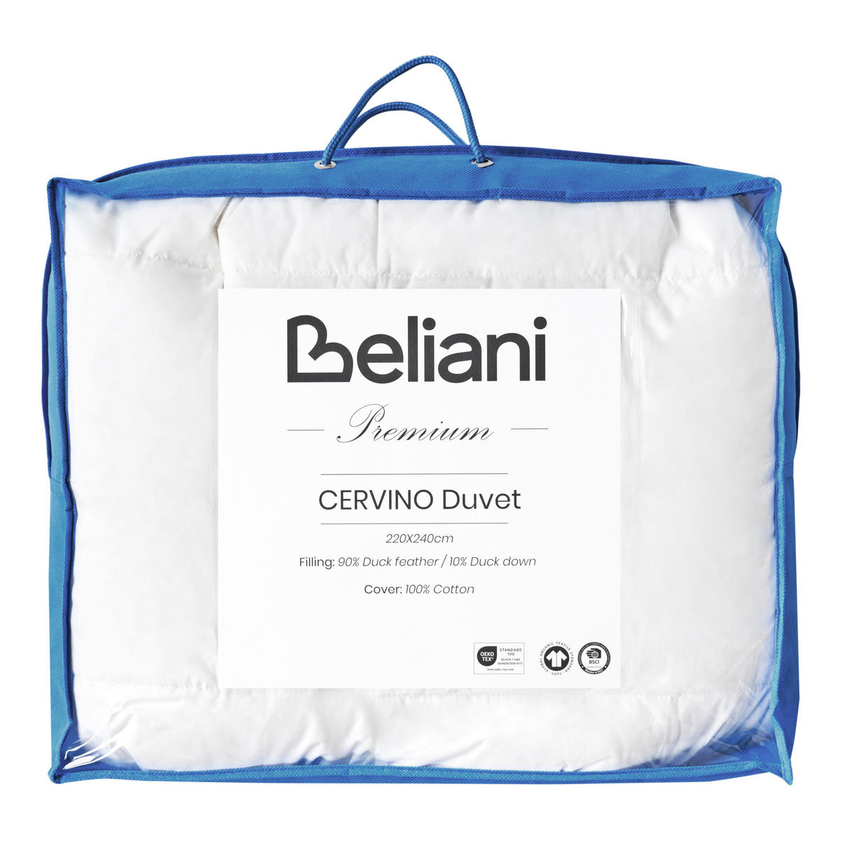 PŘIKRÝVKA Kachní peří a Prachové peří Lehká Teplá 220/240 cm Cervino - bílá, textil (220/240cm) - Beliani