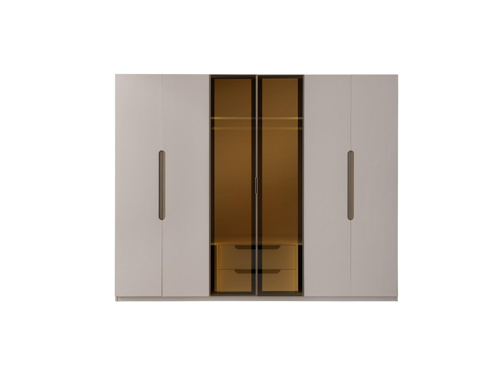 KLEIDERSCHRANK Maldiv 6 trg. - Beige, Holzwerkstoff (260/215/60cm)