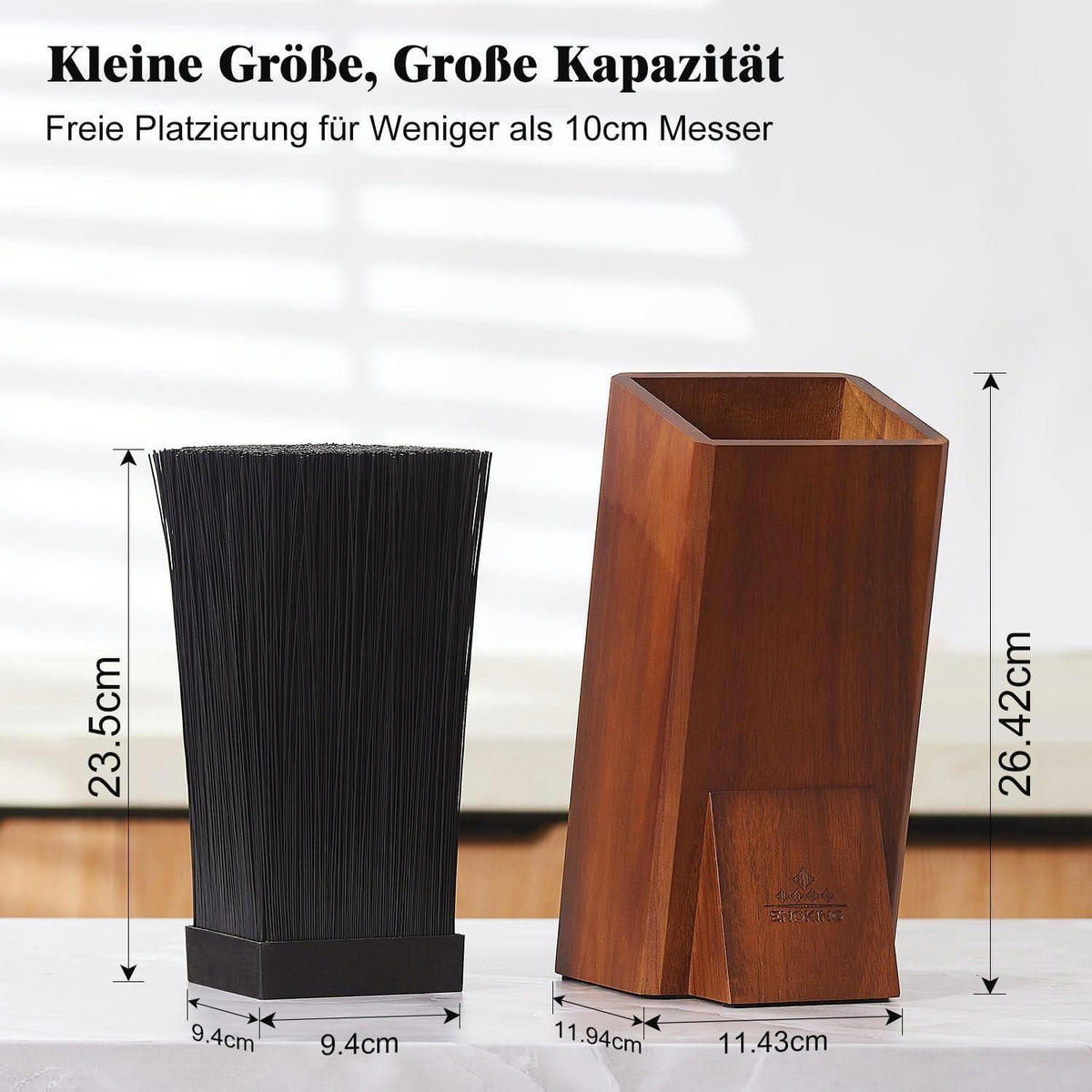 MESSERBLOCK aus Akazienholz mit Kunststoffborsten, 1-stöckig - Braun, Holz (12/26.5/11.5cm)