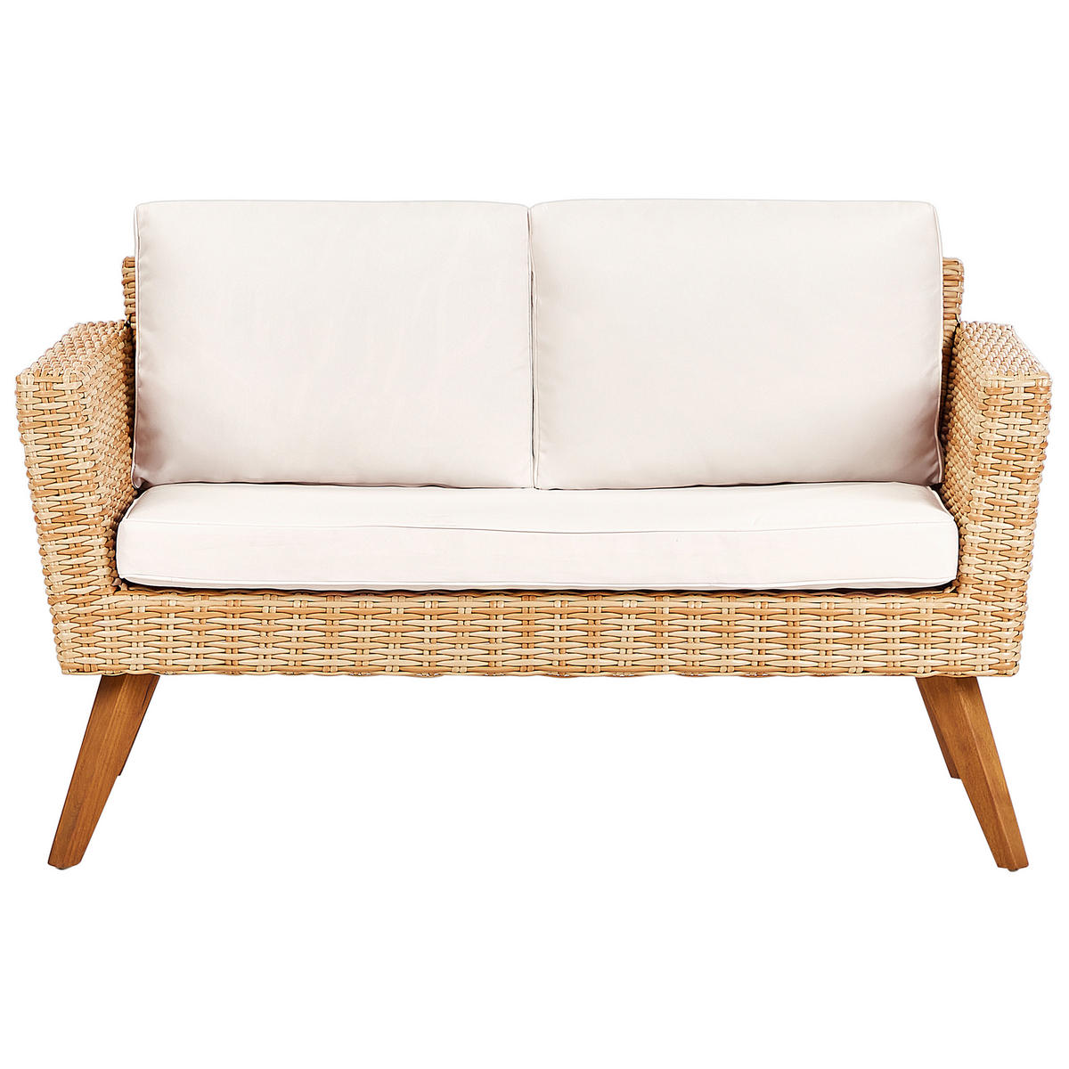 LOUNGE-SET 4-Sitzer PE Rattan Cremeweiß Vittoria - Hellbraun/Naturfarben, Kunststoff - Beliani