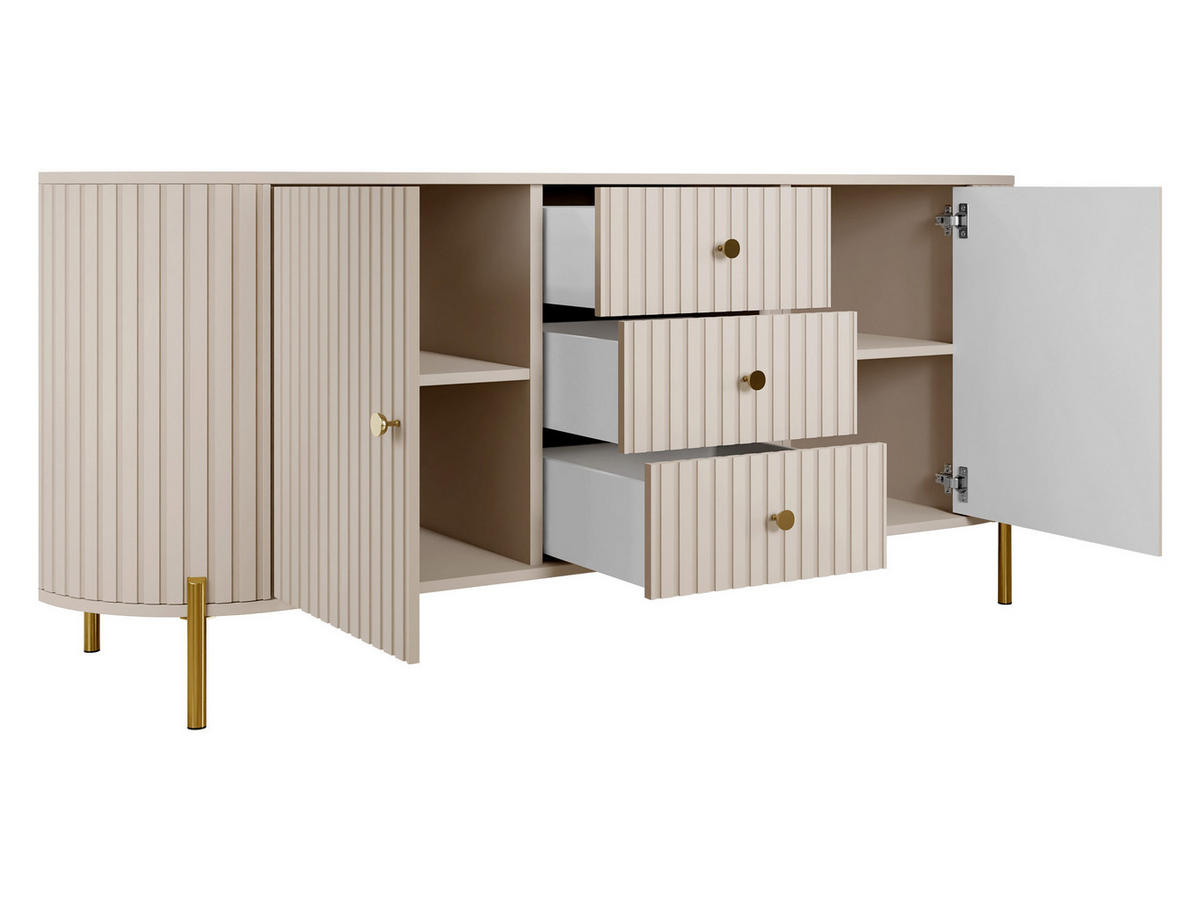 SIDEBOARD Sepiroz 180 2D3SZ - Sandfarben/Goldfarben, Holzwerkstoff/Metall (178/79/43cm) - MIRJAN24