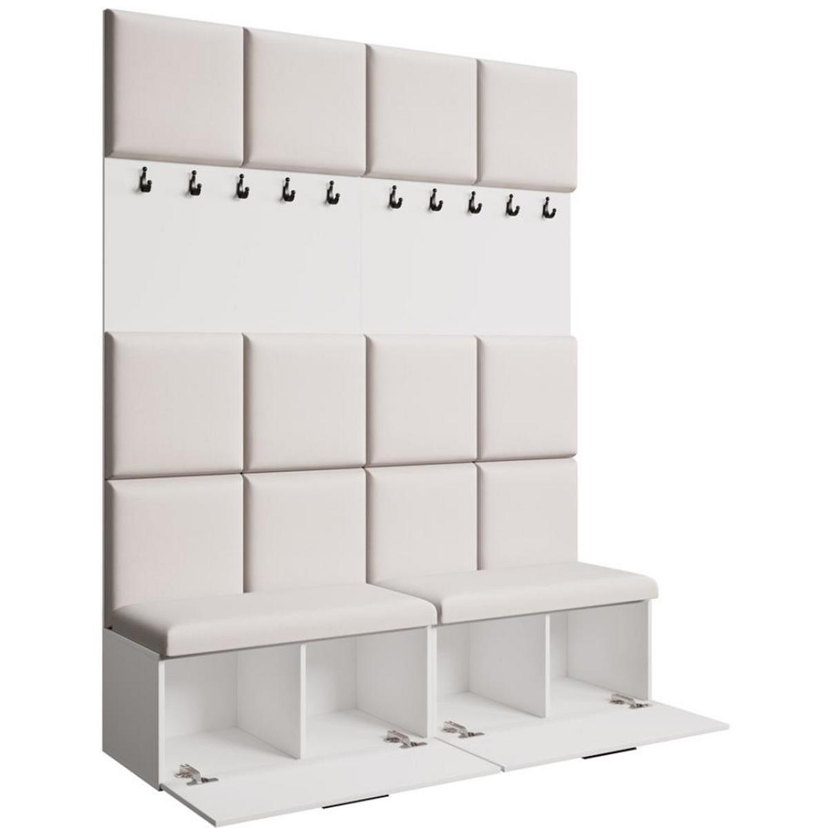 GARDEROBE Margaret I+I 162/203/43 mit gepolsterten Paneelen und Schuhschrank - Beige/Schwarz, Holzwerkstoff/Kunststoff (162/203/43cm) - Beautysofa