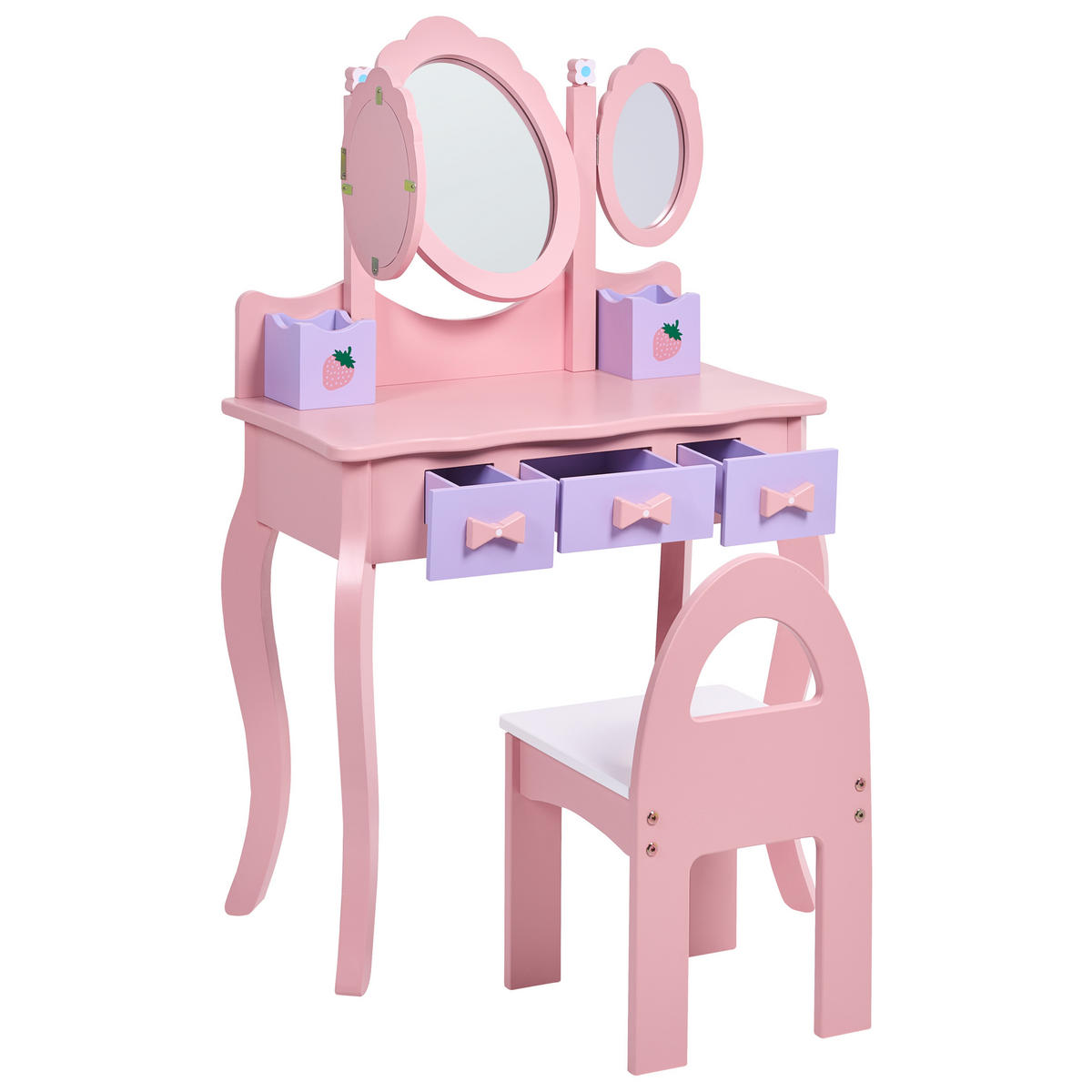 KINDERSCHMINKTISCH mit Stuhl Rosa Rosabelle - Pink, Holz/Holzwerkstoff (60/98/29cm) - Beliani