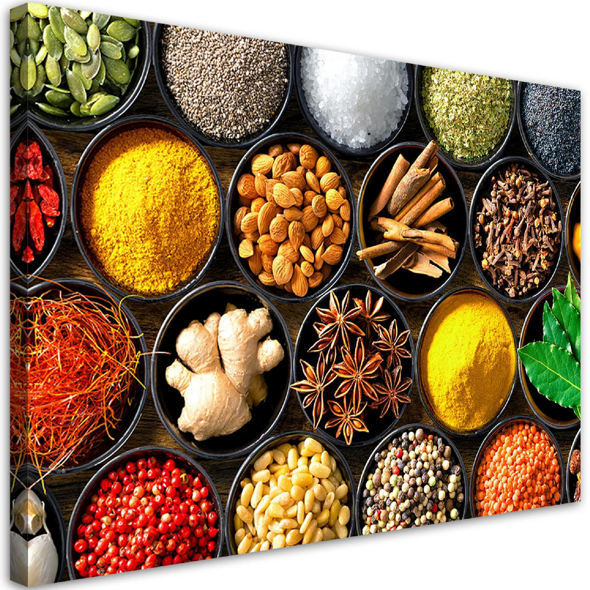 WANDBILD kräuter gewürze für die küche - Multicolor, Textil (60/40cm) - Feeby