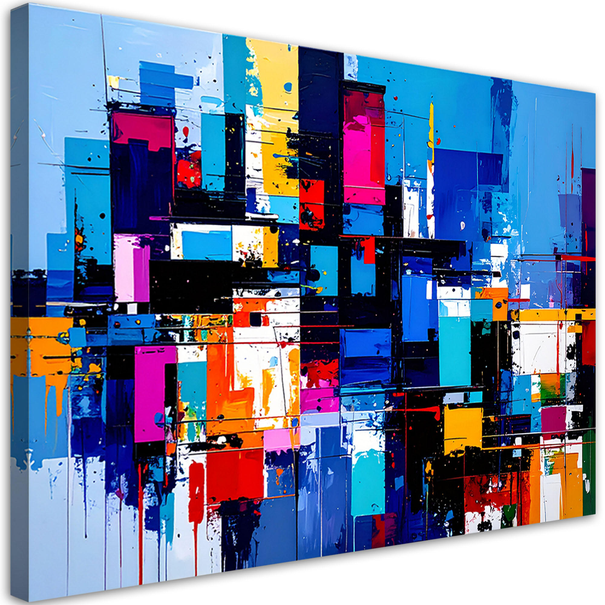 LEINWANDBILD Bunte Abstrakt Spritzer 120x80cm - Multicolor, Textil (120/80cm) - Feeby