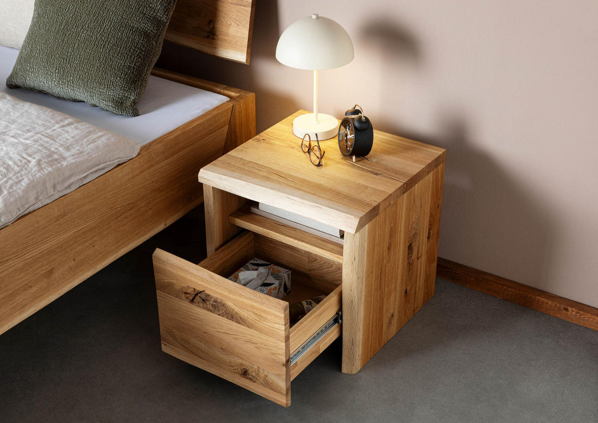 NACHTTISCH Wildeiche 45x45x45 natur geölt PURE OAK #117 - Braun, Holz (45/45/45cm) - Massivmoebel24