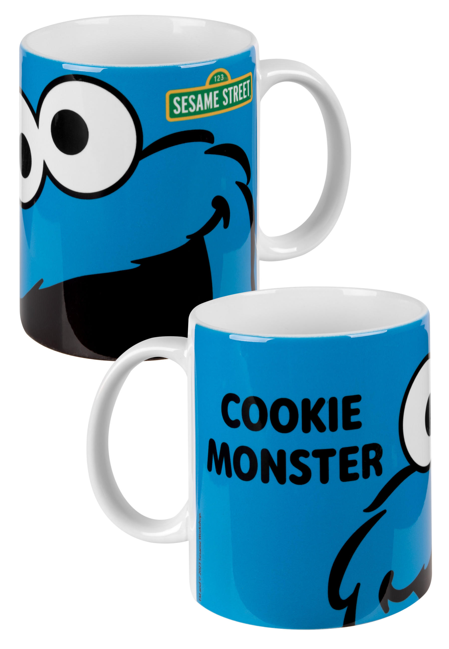 KAFFEEBECHER Sesamstraße Krümelmonster Weiß/Blau 320 ml - Multicolor, Keramik (0.32L) - United Labels