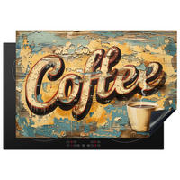 HERDABDECKPLATTE Kaffee - Vintage - Braun - Tasse 77x51 cm - Teakfarben, Kunststoff (77/0.2/51cm) - MuchoWow