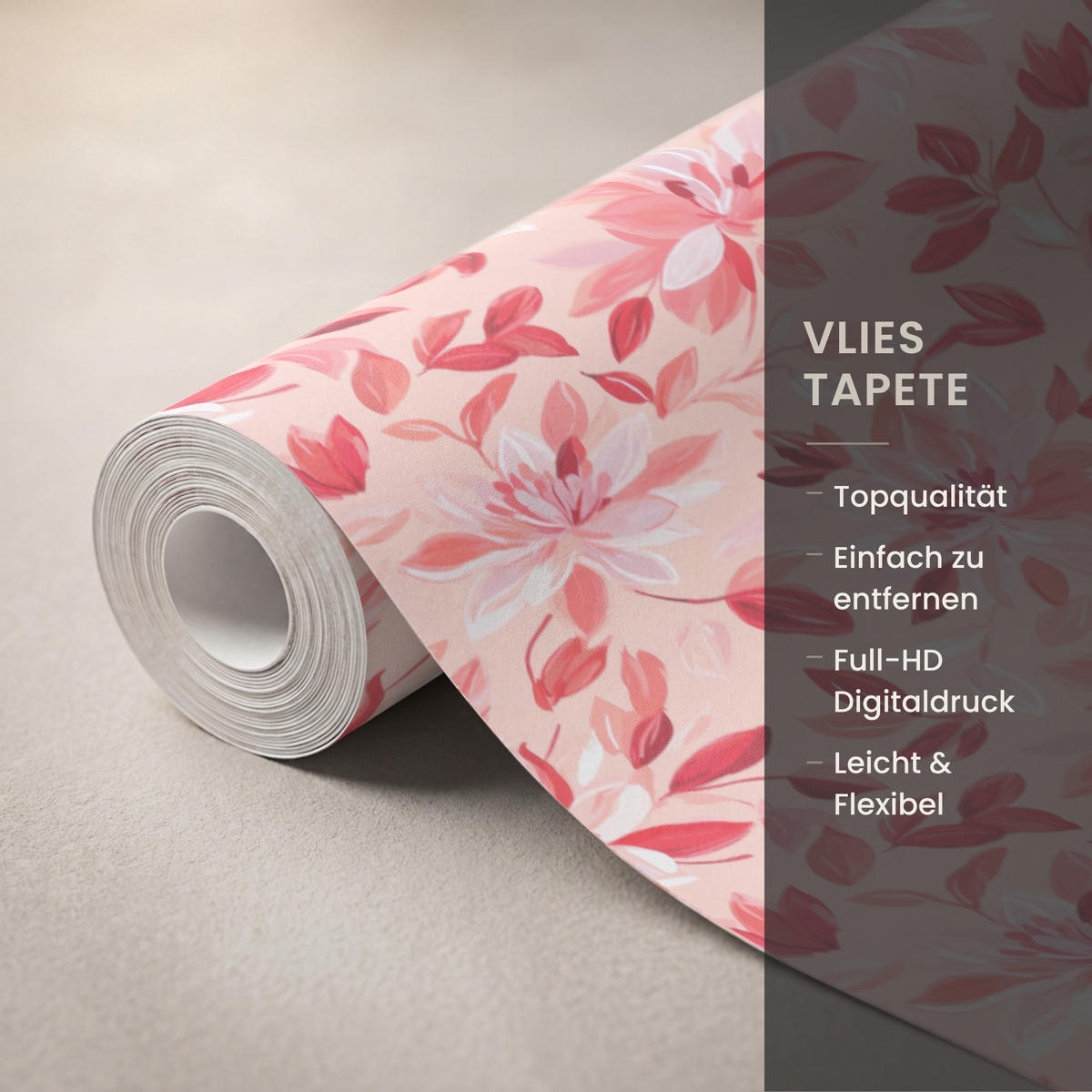 TAPETE - Botanisch - Blumen - Rot - 100x240 cm - Koralle, Papier (100/240cm) - OnlyWow