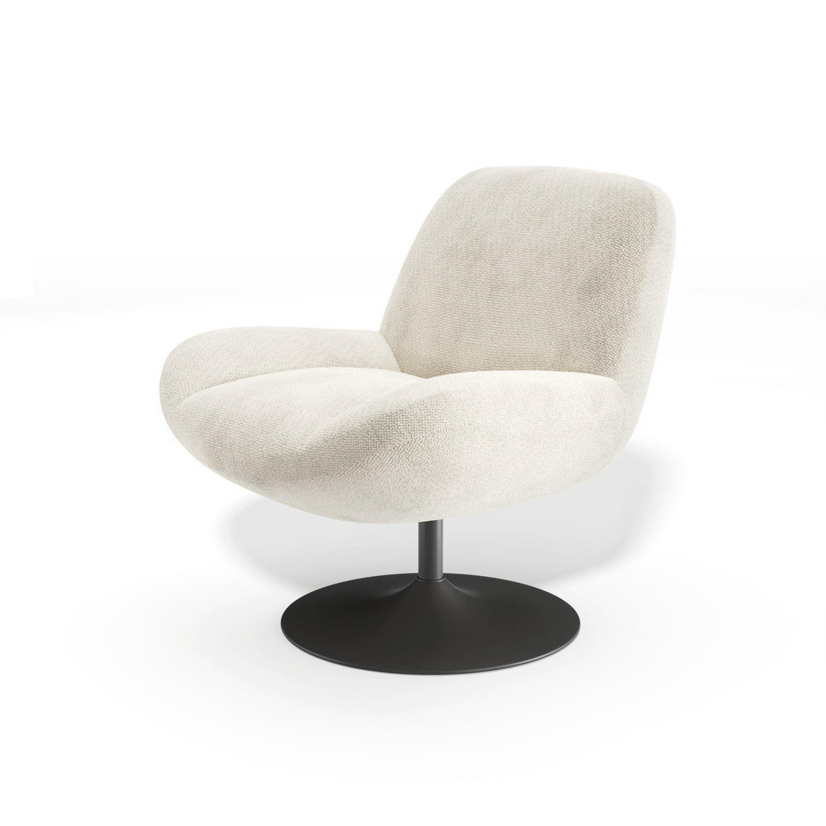 DREHSESSEL RETRO Schlingenvelours Creme 71cm - Creme, Textil (71/80/76cm) - Premium Interiors