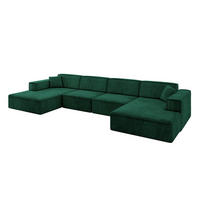 WOHNLANDSCHAFT IREA-U2-v4 - 388x171x79 cm Grün - Dunkelgrün, Holzwerkstoff/Textil (388/79/171cm) - ALTDECOR