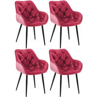 ARMLEHNENSTUHL 4er Set Samt rot - Rot/Schwarz, Textil/Metall (58/83/62cm) - CLP