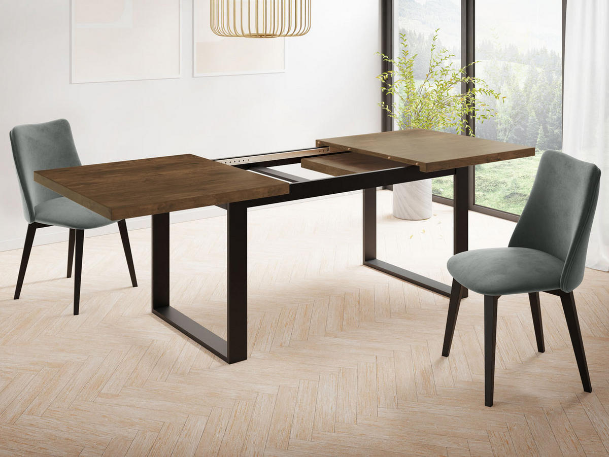 ESSTISCH Valentino rechteckig ausziehbar, Lefkas Eiche 160/240/90/75 cm - Alteiche/Schwarz, Holzwerkstoff/Metall (160/90/75cm) - WFL GROUP