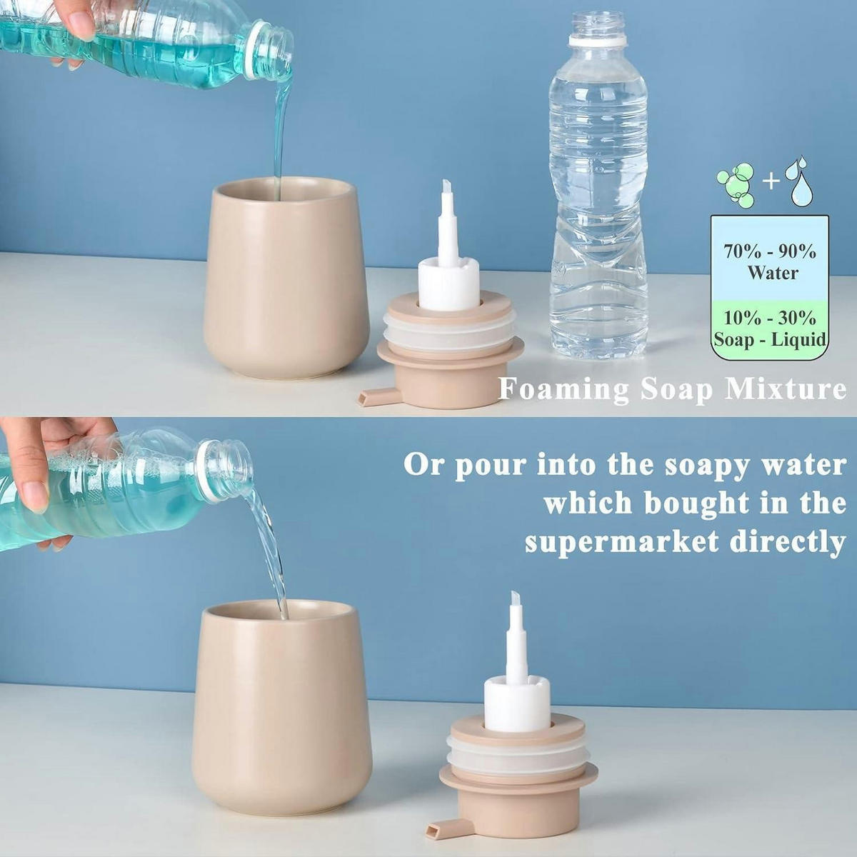 SEIFENSPENDER Keramik Khaki 350ml - Olivgrün, Keramik (9/12/9cm)