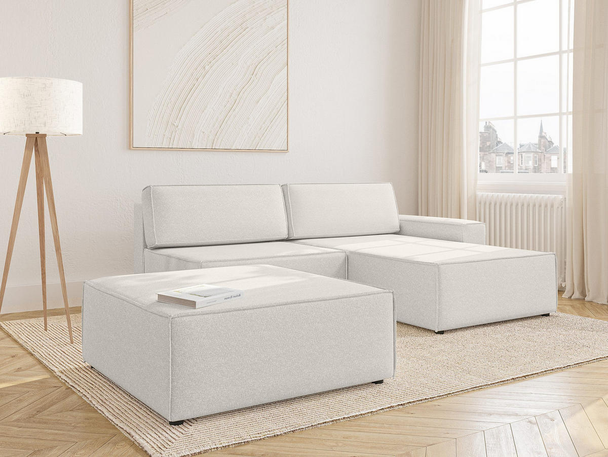 ECKSOFA Lummo Re mit Schlaffunktion, Cremeweiß - Weiß, Textil (323/185cm) - Fedve