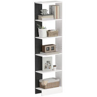 BÜCHERREGAL,5-STÖCKIG 45x21x170cm,schwarz-weiß - Schwarz, Holzwerkstoff (45/170/21cm) - Vallsero