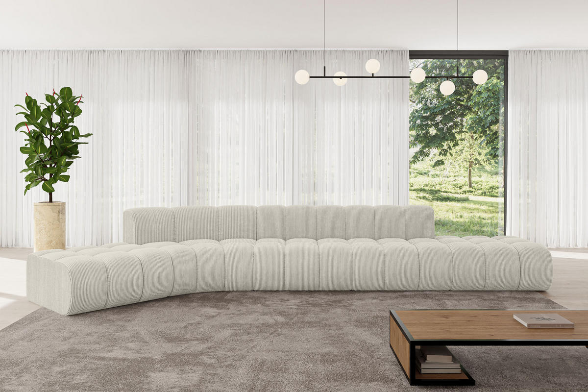 ECKSOFA modulares Sofa Solven-L2 - 471x174x70 cm Creme - Hellgrau/Creme, Holzwerkstoff/Textil (471/174cm) - ALTDECOR