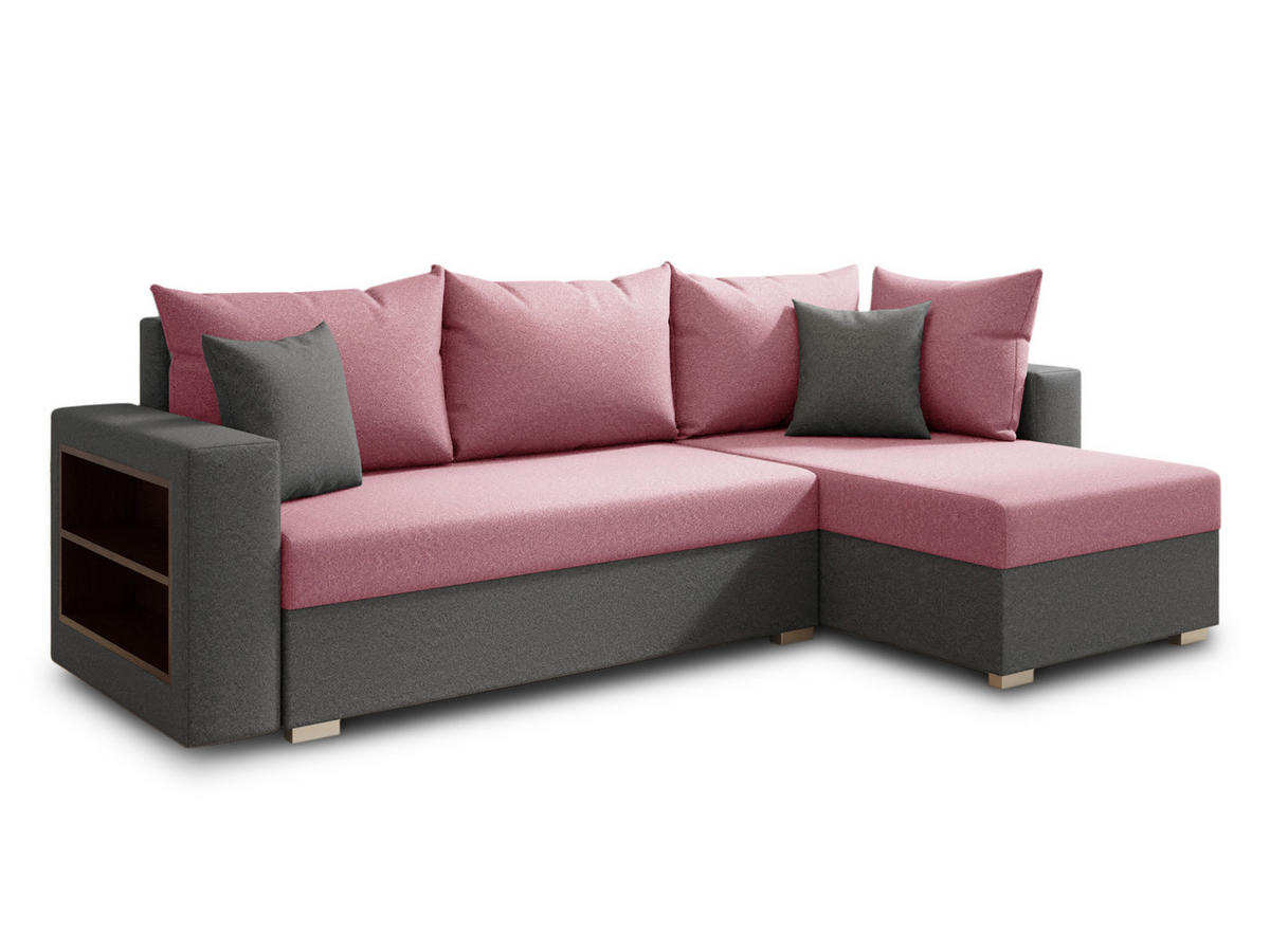 ECKSOFA Lord, Seite: Rechts - Rosa/Grau, Holz/Textil (238/141cm) - Sofnet