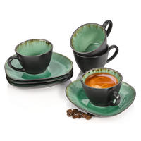 ESPRESSOTASSEN SET PALM BEACH - 8 teilig aus Steingut - Grün, Keramik (0.1L) - Sänger