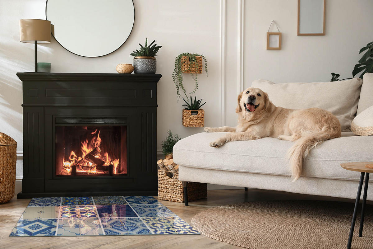 GLASPLATTE für Kamin 100x70 cm - Blau, Glas (100/70/0.4cm) - TULUP