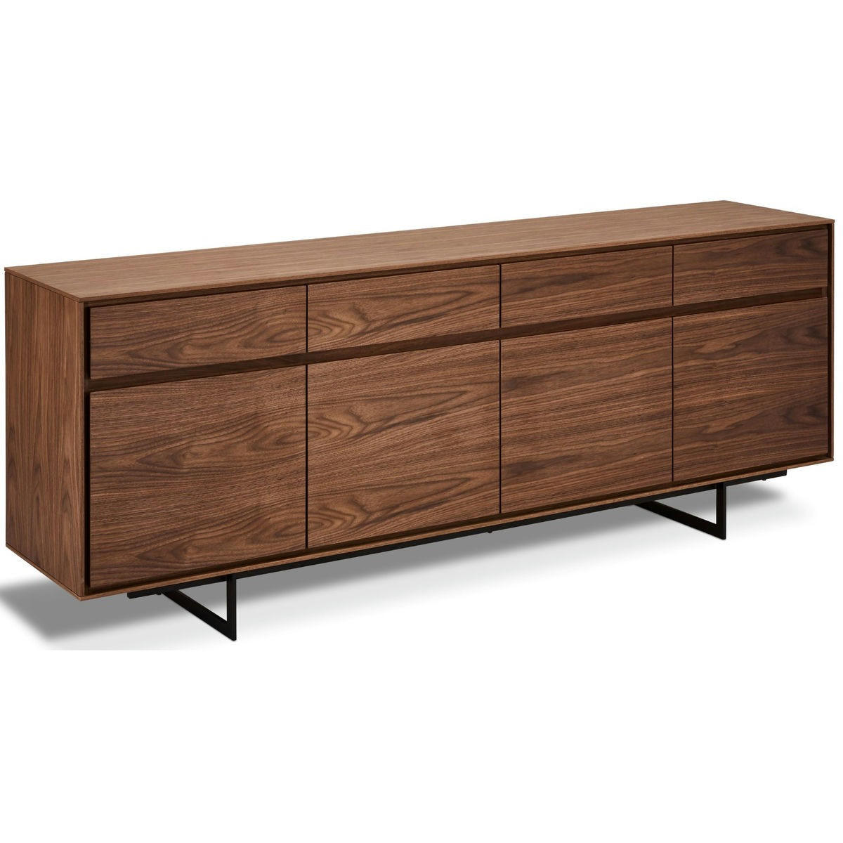 SIDEBOARD Amerikanisches Walnussfurnier - Schwarz/Braun, Holz/Metall (205/82/45cm) - Furnhouse