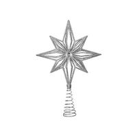 WEIHNACHTSBAUMSPITZE Stern silber, Kunststoff, 20 cm - Silberfarben, Kunststoff/Metall (20cm) - LAALU