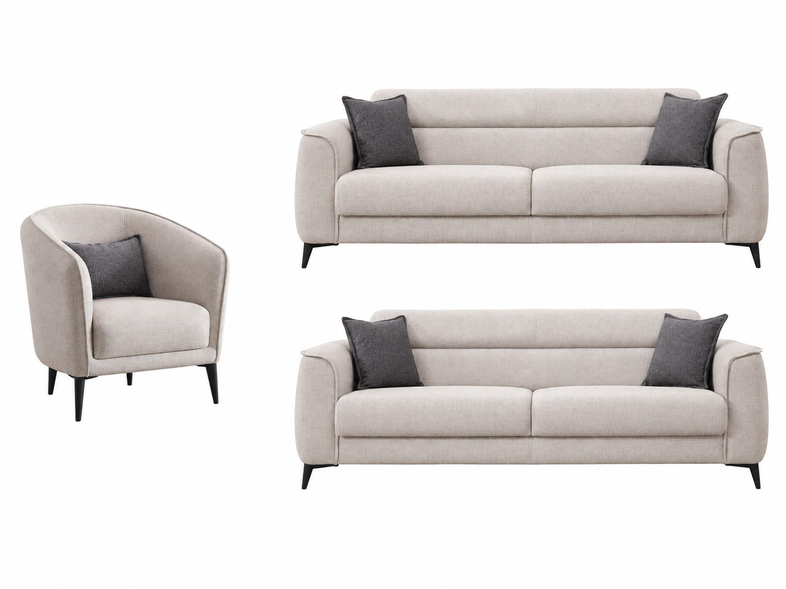 SITZGARNITUR Acapulco, Beige Stellvariante 3+3+1 - Beige, Holzwerkstoff/Kunststoff (237/87/98cm)