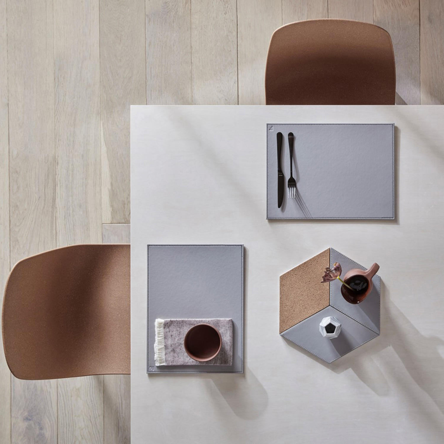 PLATZSET 40 x 30 cm grau / schwarz - Multicolor, Textil (40/30/0.5cm) - Freeform