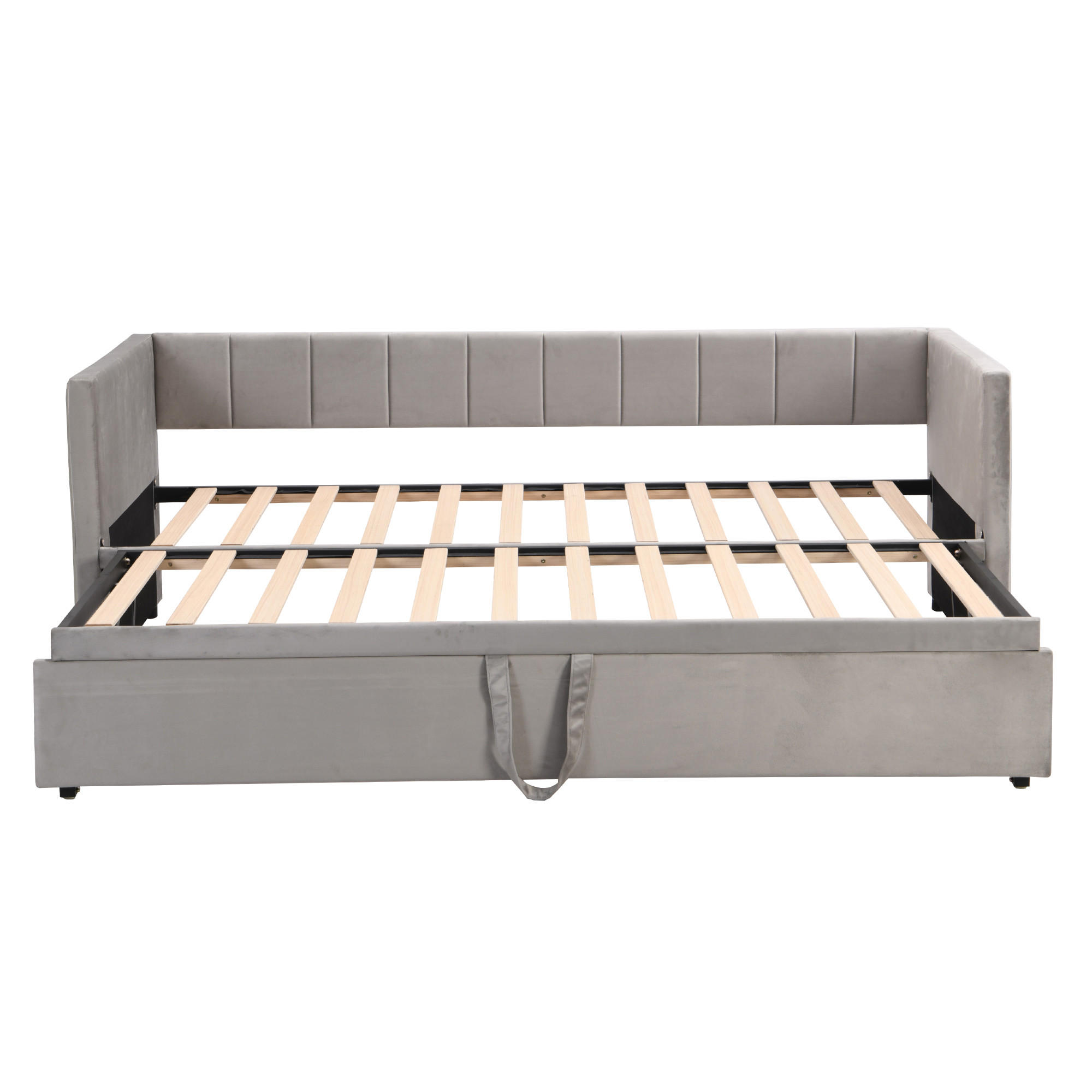 SCHLAFSOFA ausziehbar 90/180x200 cm Samt Grau - Grau, Metall (90/200cm) - Meubliv