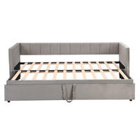 SCHLAFSOFA ausziehbar 90/180x200 cm Samt Grau - Grau, Metall (90/200cm) - Meubliv