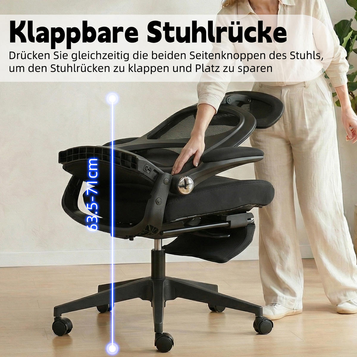 DREHSTUHL DE-40943 mit klappbarer Rückenlehne und 3D-Kopfstütze Schwarz - Schwarz, Metall (62/129/48.5cm) - ComfortXL