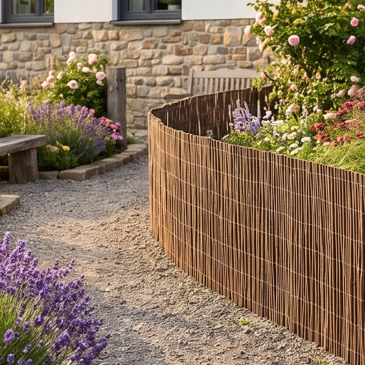 WEIDENZAUN Hyssna - Dunkelbraun, Naturmaterialien (100cm) - casa.pro