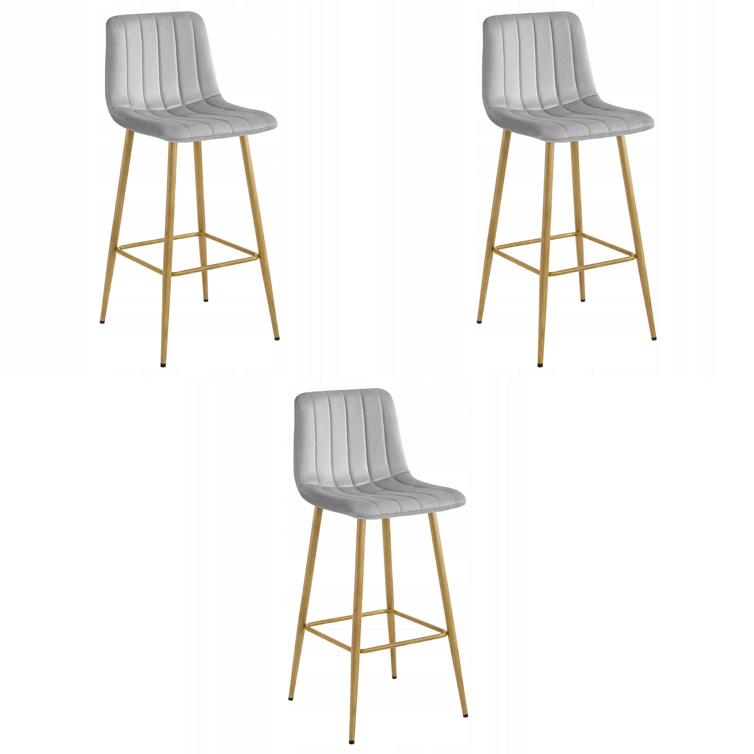 BARHOCKER Hellgrau 43x49 cm POZZA Ergonomisches Sitzkissen 3 Stück - Hellgrau, Metall (43/56/49cm)