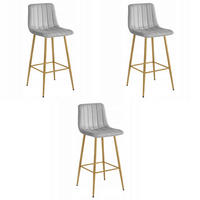 BARHOCKER Hellgrau 43x49 cm POZZA Ergonomisches Sitzkissen 3 Stück - Hellgrau, Metall (43/56/49cm)