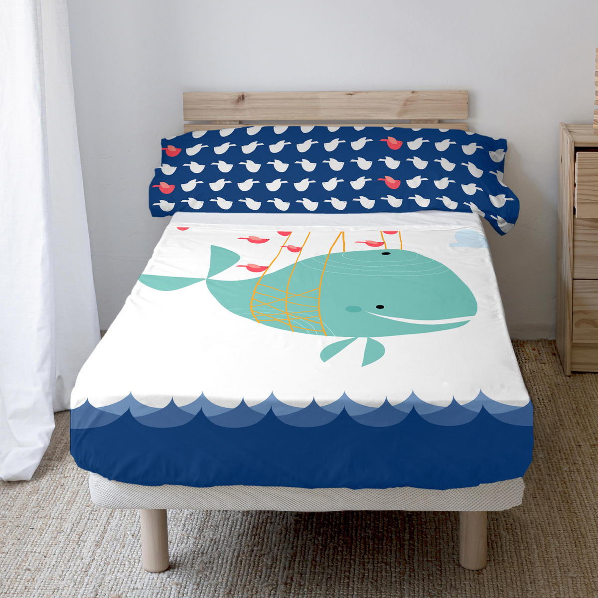 BETTWÄSCHE 2er-Set teiliges whale 160x270 cm mehrfarbig - Multicolor, Textil (160/270cm) - Happy Friday